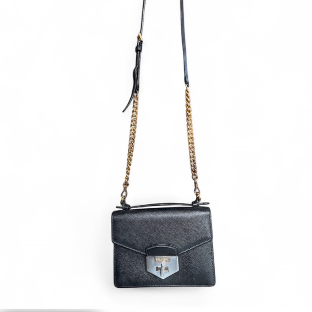 Prada Black Saffiano Leather Bag with Chain Strap. Comes with COA - Picture 13 of 17